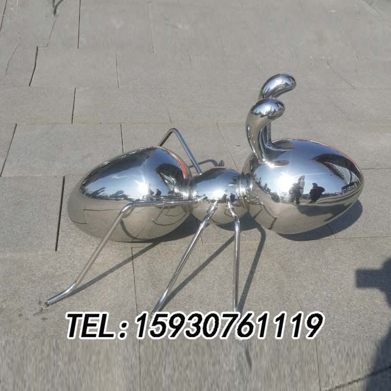 不锈钢蚂蚁雕塑户外陆地定制昆虫动物类不锈钢雕塑