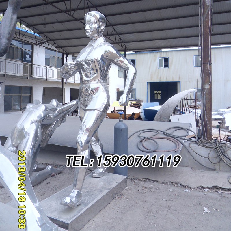 不锈钢金属人物田径竞走雕塑奥运竞走运动员竞技比赛主题铁艺人物