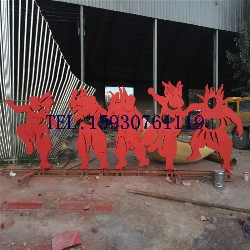 红色不锈钢剪影雕塑 人物剪影艺术造型雕像园林广场雕塑摆件