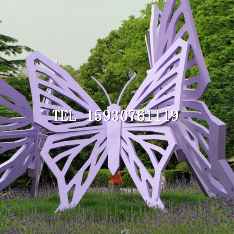 大型不锈钢彩绘蝴蝶雕塑广场摆件